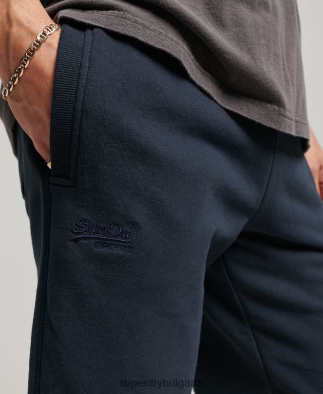 Superdry облекло N00H324 военноморски флот мъже винтидж шорти от трико с бродирано лого