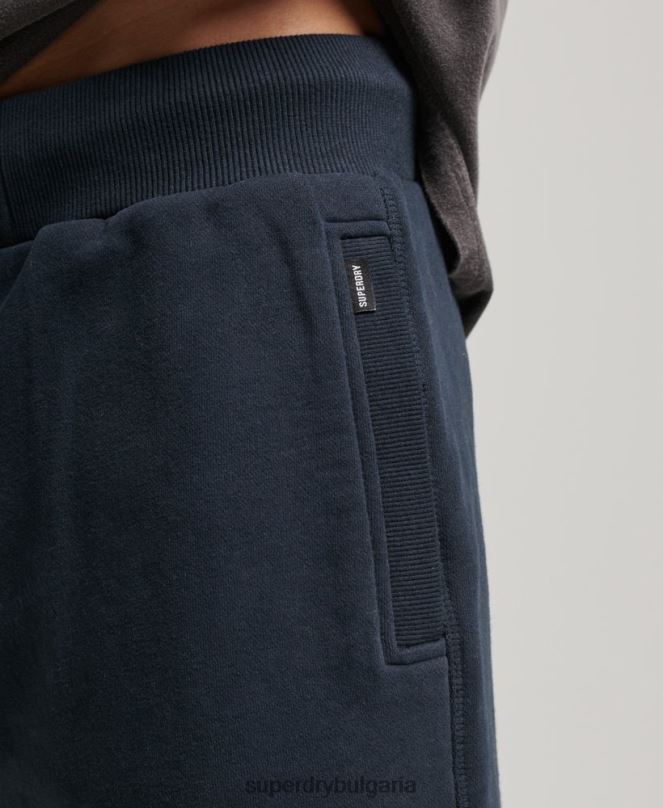 Superdry облекло N00H324 военноморски флот мъже винтидж шорти от трико с бродирано лого