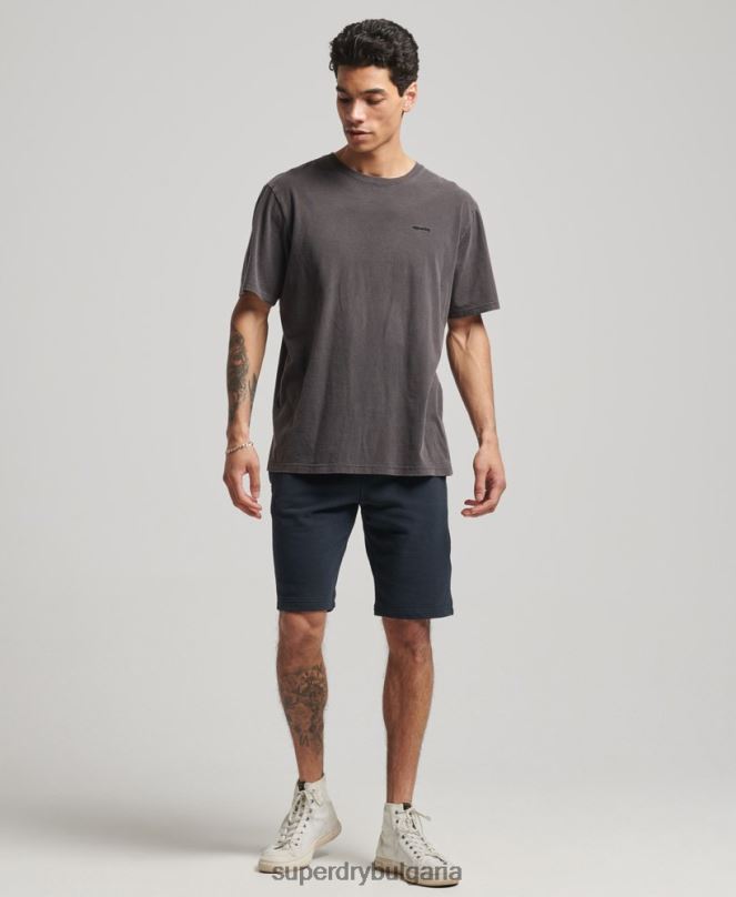 Superdry облекло N00H324 военноморски флот мъже винтидж шорти от трико с бродирано лого