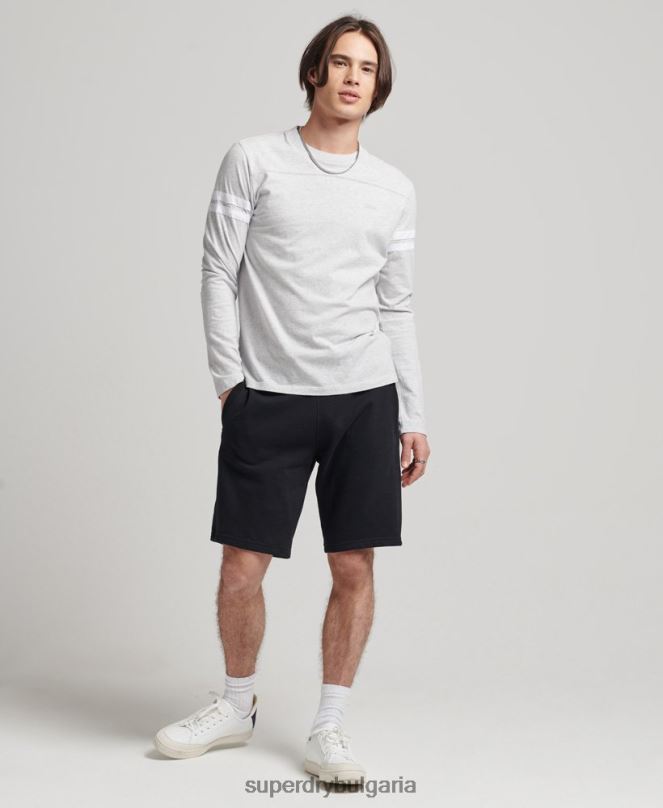 Superdry облекло N00H326 черен мъже къси панталони от трико с ретро лого от органичен памук