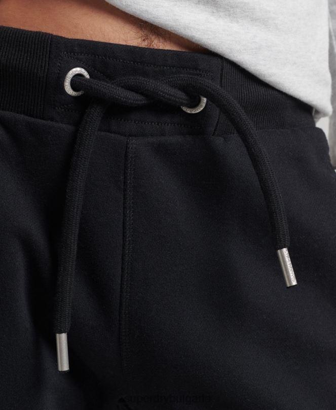 Superdry облекло N00H326 черен мъже къси панталони от трико с ретро лого от органичен памук