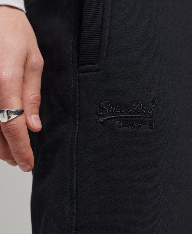 Superdry облекло N00H326 черен мъже къси панталони от трико с ретро лого от органичен памук