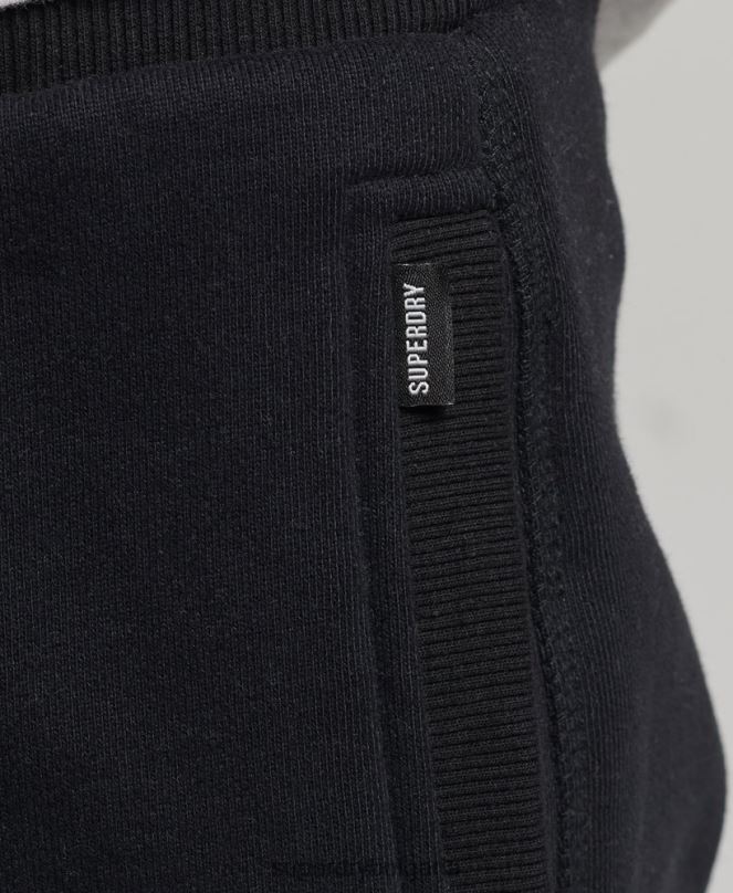 Superdry облекло N00H326 черен мъже къси панталони от трико с ретро лого от органичен памук