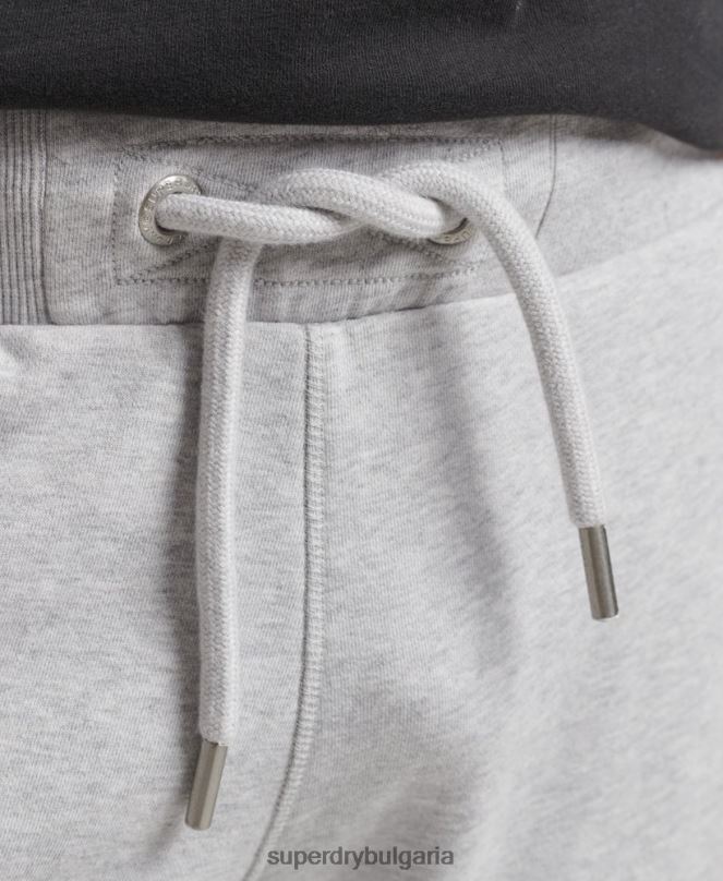 Superdry облекло N00H327 светло сив мъже къси панталони от трико с ретро лого от органичен памук