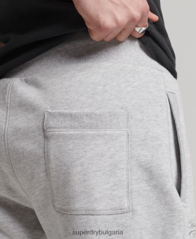 Superdry облекло N00H327 светло сив мъже къси панталони от трико с ретро лого от органичен памук
