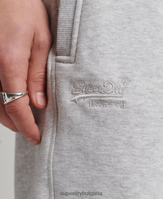 Superdry облекло N00H327 светло сив мъже къси панталони от трико с ретро лого от органичен памук