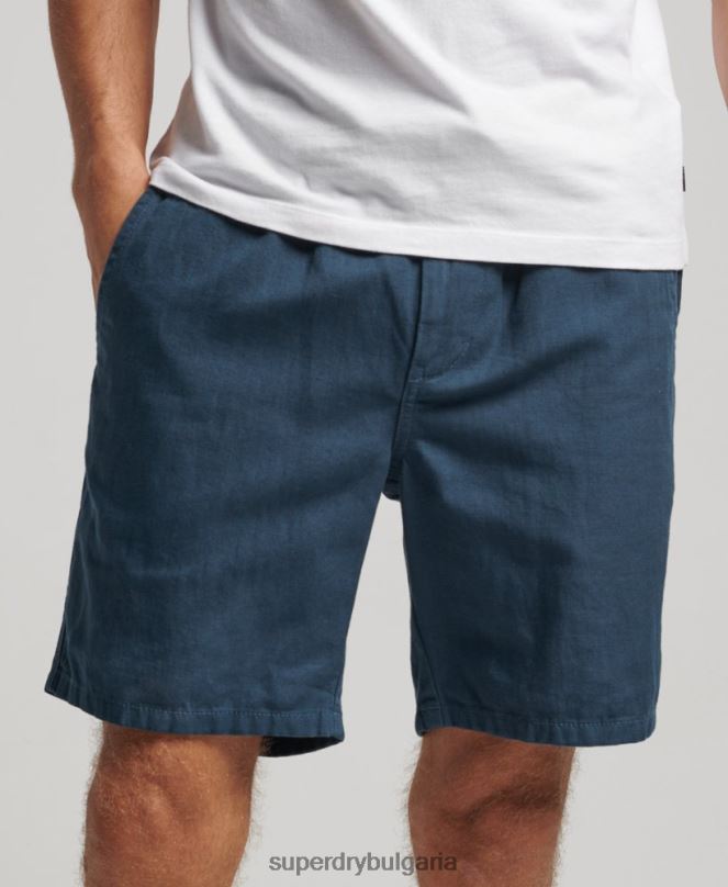 Superdry облекло N00H33 син мъже винтидж пребоядисани шорти