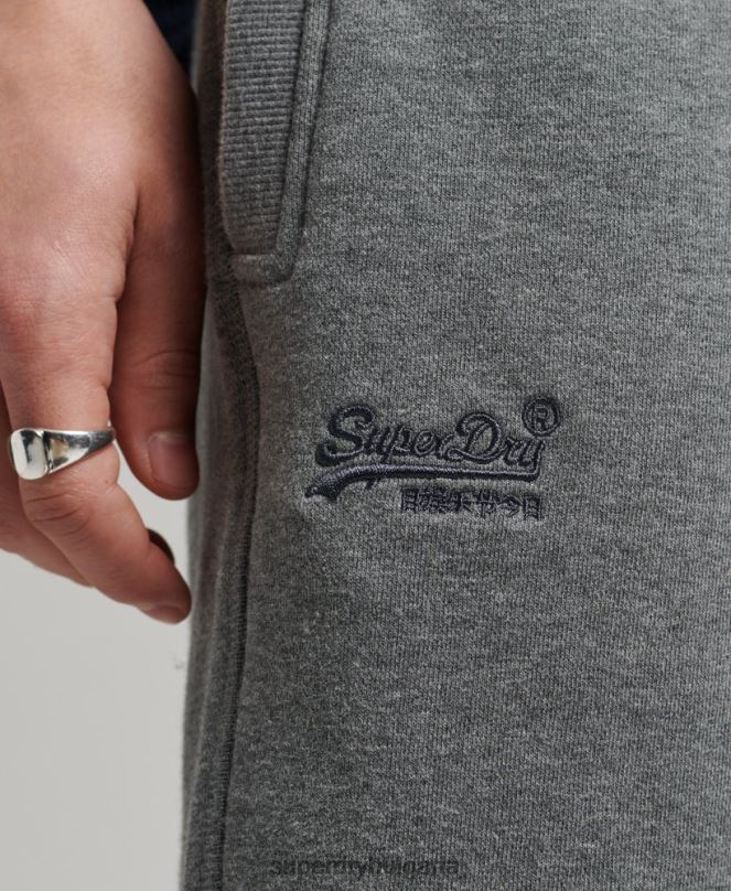 Superdry облекло N00H330 сиво мъже къси панталони от трико с ретро лого от органичен памук