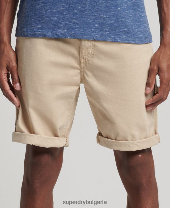 Superdry облекло N00H331 сметана мъже винтидж дърводелски шорти от органичен памук