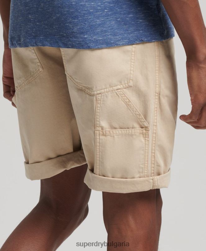 Superdry облекло N00H331 сметана мъже винтидж дърводелски шорти от органичен памук