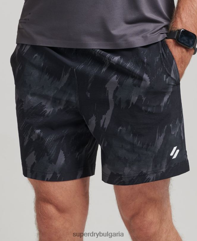 Superdry облекло N00H333 тъмно сив мъже многоспортни къси панталони от тъкани сърцевини