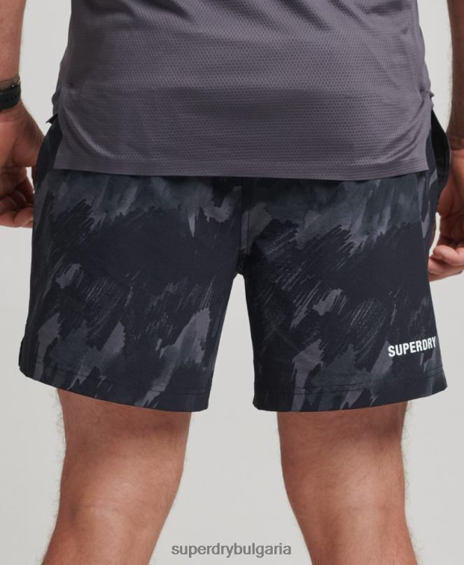 Superdry облекло N00H333 тъмно сив мъже многоспортни къси панталони от тъкани сърцевини