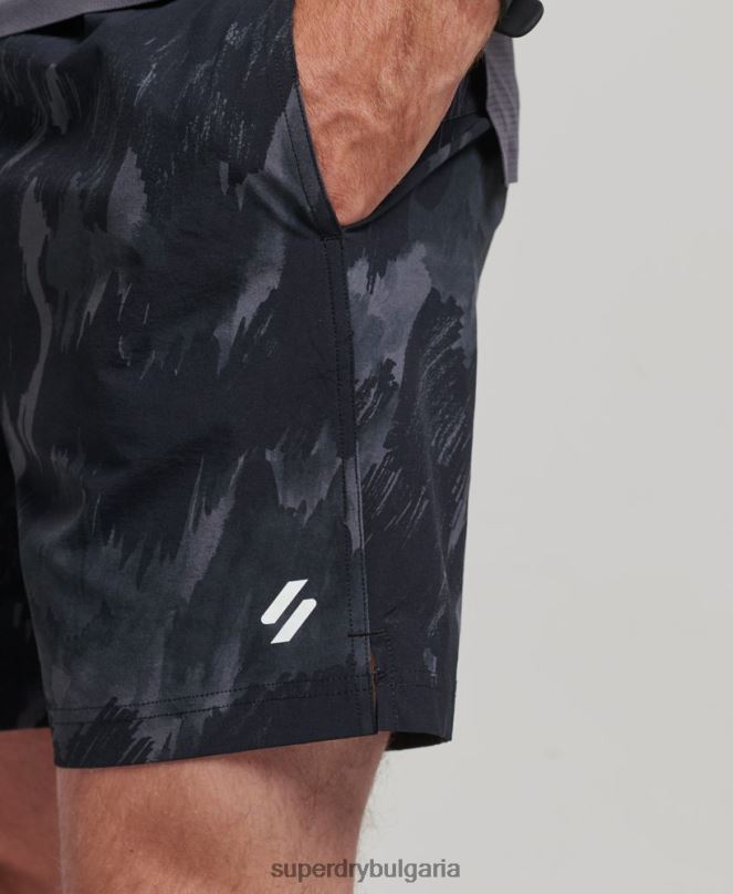 Superdry облекло N00H333 тъмно сив мъже многоспортни къси панталони от тъкани сърцевини