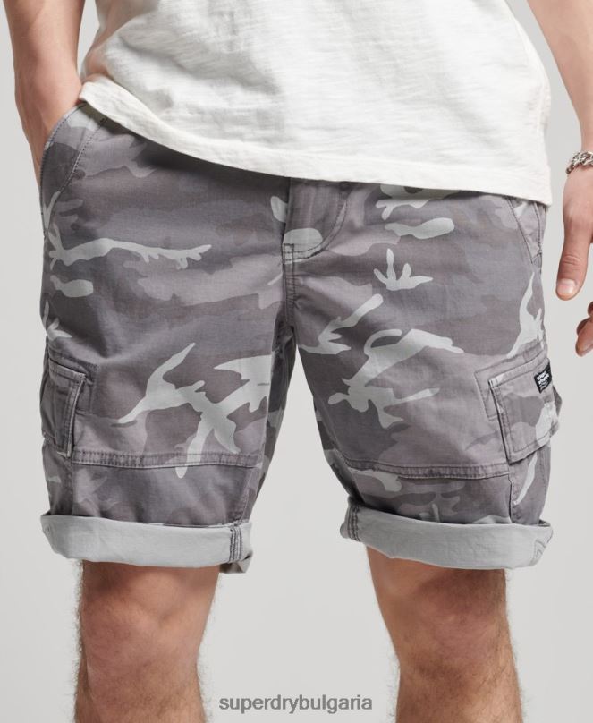 Superdry облекло N00H334 светло сив мъже основни карго шорти