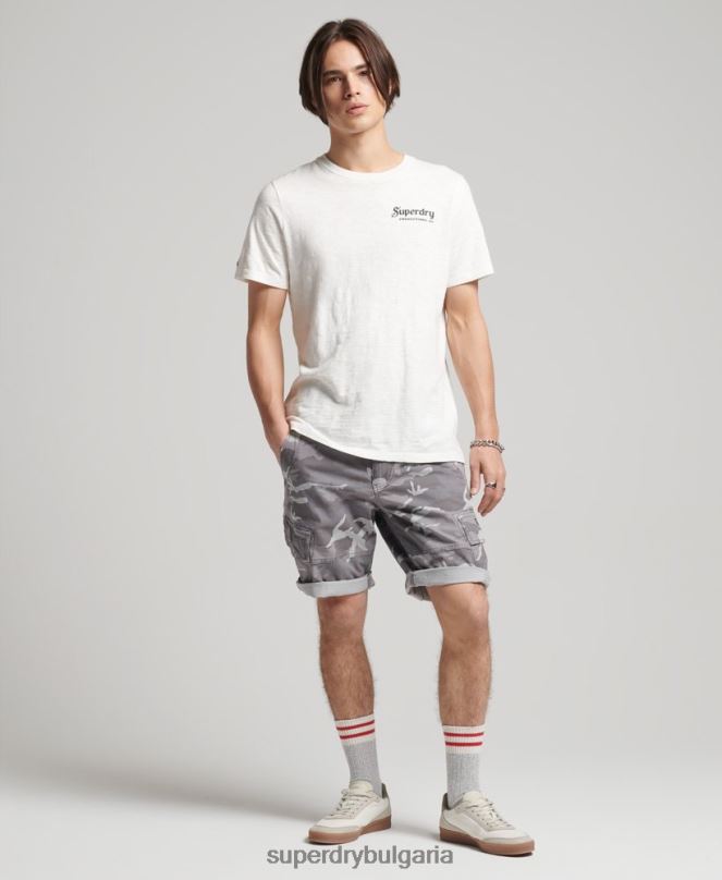 Superdry облекло N00H334 светло сив мъже основни карго шорти