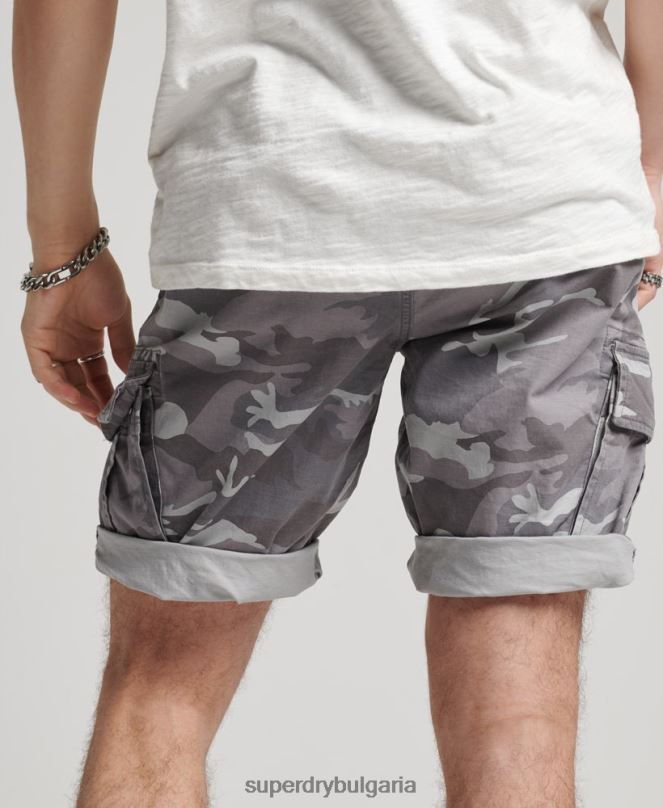 Superdry облекло N00H334 светло сив мъже основни карго шорти