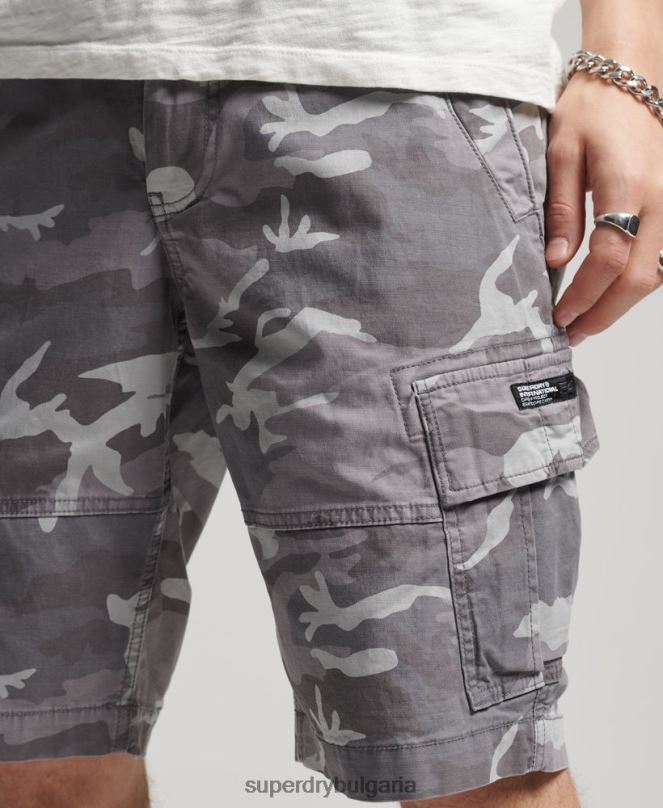 Superdry облекло N00H334 светло сив мъже основни карго шорти