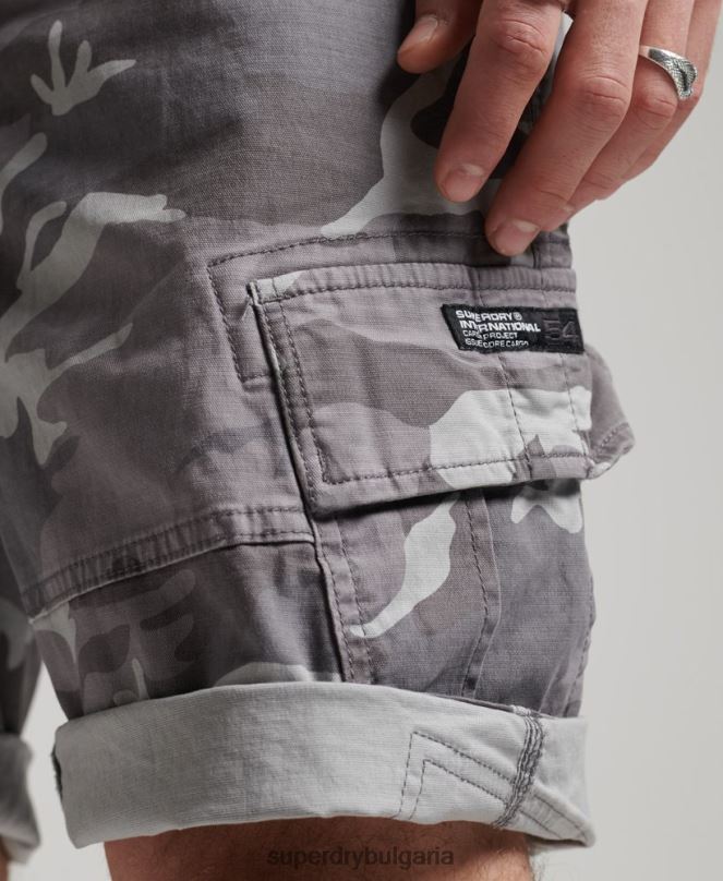 Superdry облекло N00H334 светло сив мъже основни карго шорти