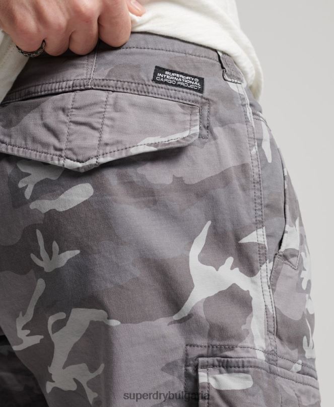Superdry облекло N00H334 светло сив мъже основни карго шорти