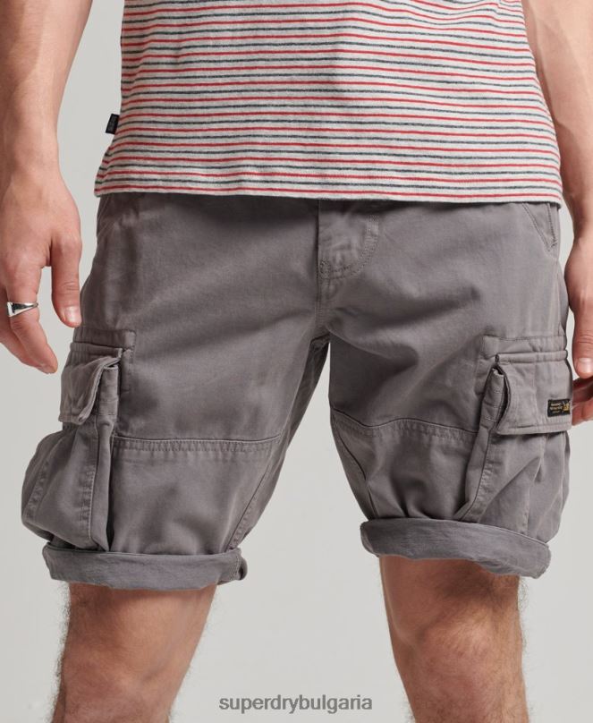 Superdry облекло N00H335 сиво мъже тежки къси панталони от органичен памук
