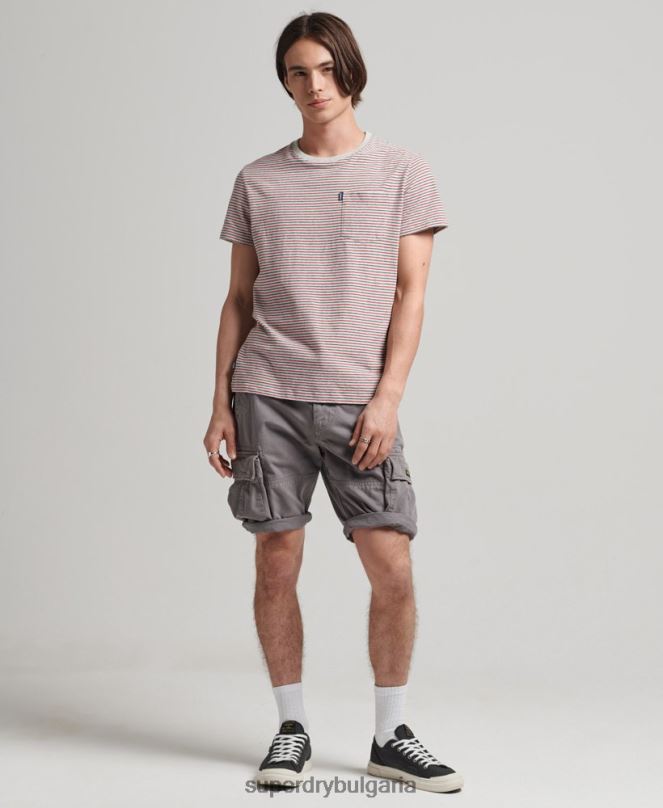 Superdry облекло N00H335 сиво мъже тежки къси панталони от органичен памук