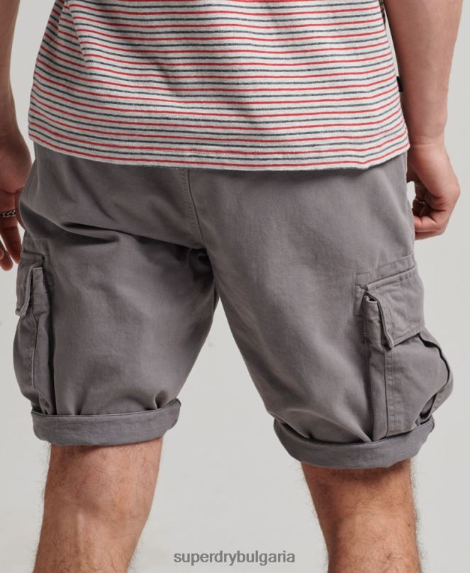 Superdry облекло N00H335 сиво мъже тежки къси панталони от органичен памук