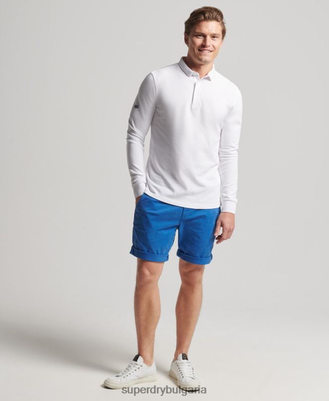 Superdry облекло N00H336 светло синьо мъже къси чино панталони от органичен памук