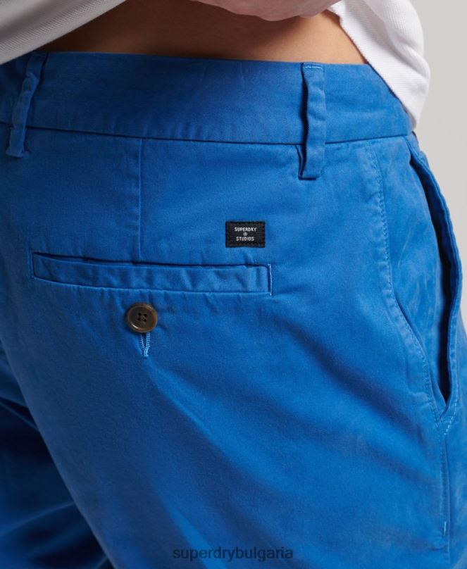 Superdry облекло N00H336 светло синьо мъже къси чино панталони от органичен памук
