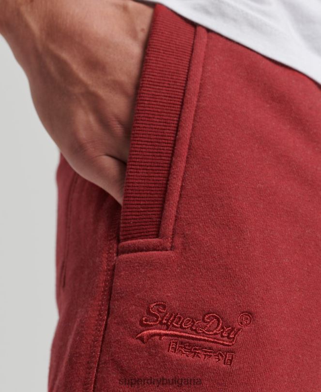 Superdry облекло N00H339 червен мъже винтидж шорти от трико с бродирано лого