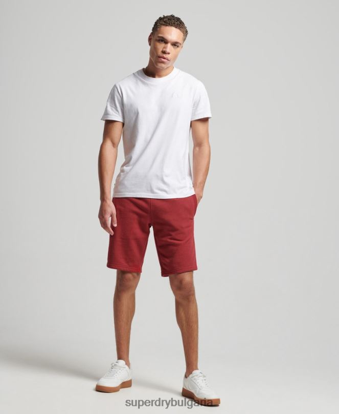 Superdry облекло N00H339 червен мъже винтидж шорти от трико с бродирано лого