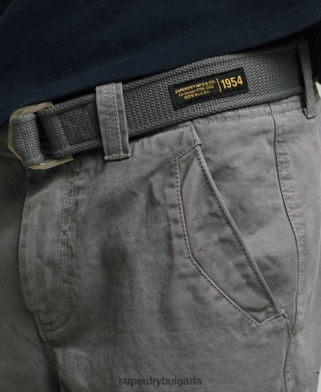 Superdry облекло N00H343 сиво мъже тежки къси панталони от органичен памук