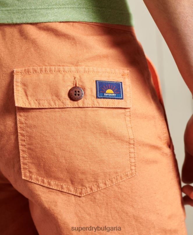 Superdry облекло N00H344 оранжево мъже ленени плажни шорти