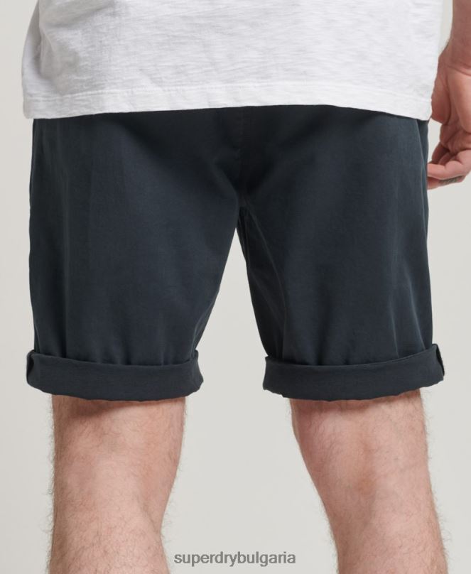 Superdry облекло N00H346 военноморски флот мъже къси чино панталони от органичен памук