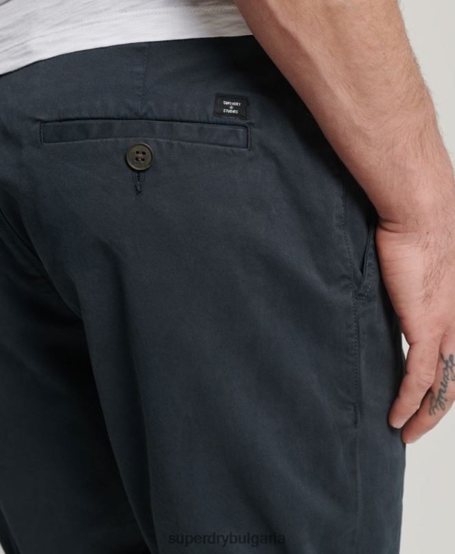 Superdry облекло N00H346 военноморски флот мъже къси чино панталони от органичен памук
