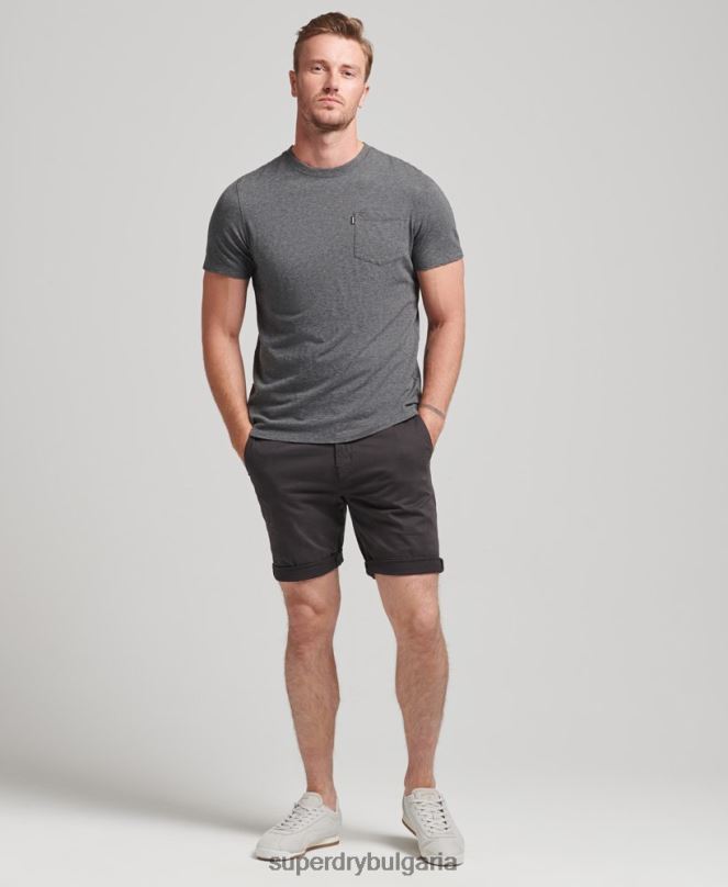 Superdry облекло N00H348 черен мъже къси чино панталони от органичен памук
