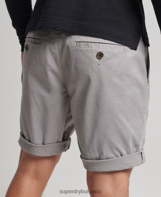 Superdry облекло N00H349 светло сив мъже къси чино панталони от органичен памук