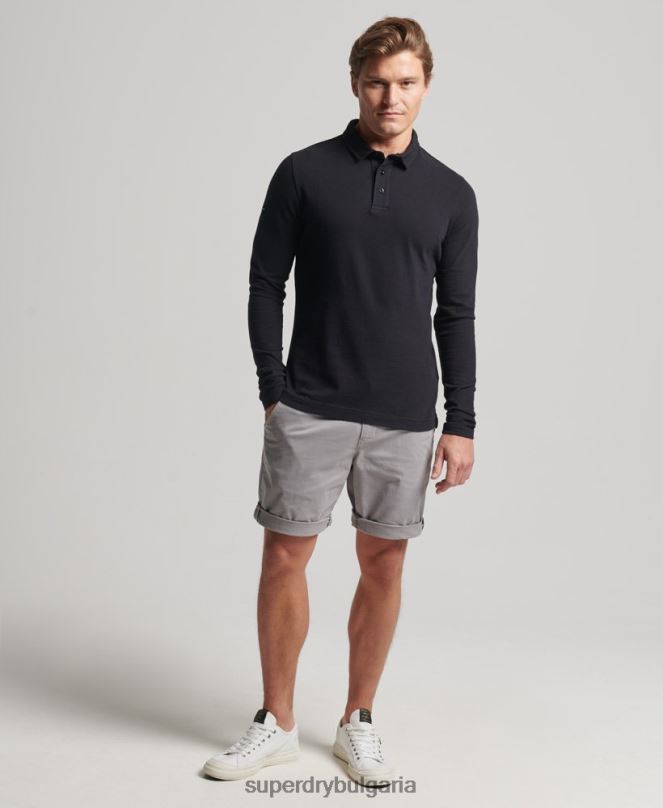 Superdry облекло N00H349 светло сив мъже къси чино панталони от органичен памук
