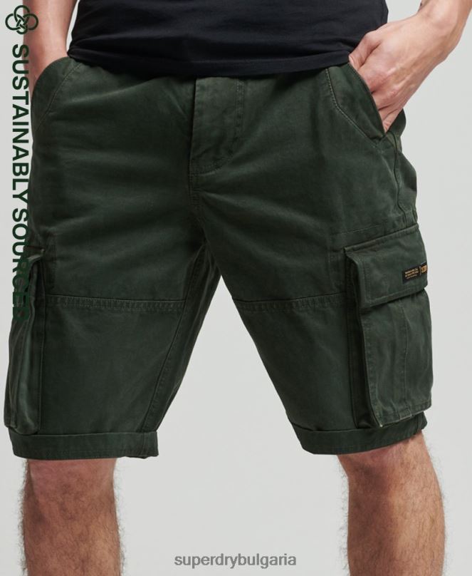Superdry облекло N00H350 зелено мъже тежки къси панталони от органичен памук