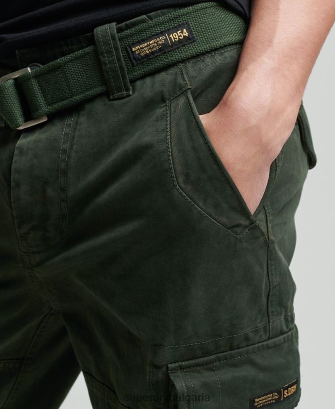 Superdry облекло N00H350 зелено мъже тежки къси панталони от органичен памук