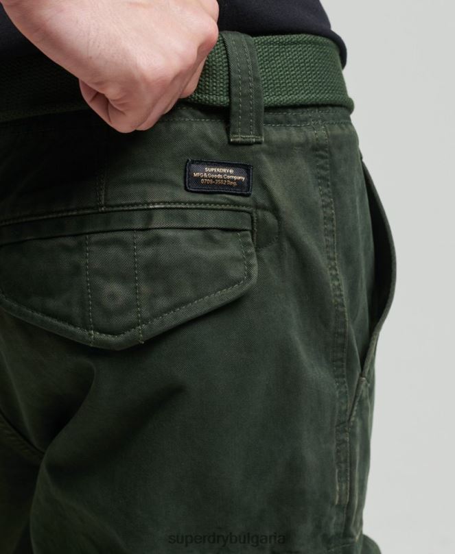 Superdry облекло N00H350 зелено мъже тежки къси панталони от органичен памук