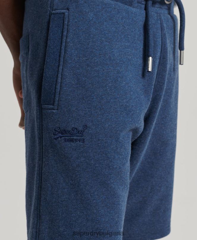 Superdry облекло N00H352 син мъже къси панталони от трико с ретро лого от органичен памук