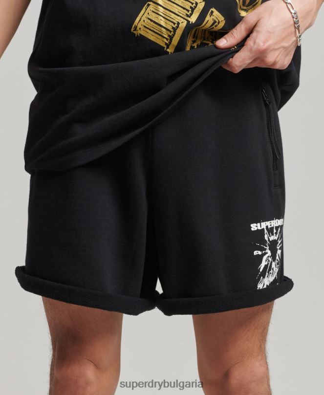 Superdry облекло N00H354 черен мъже x излишни шорти от трико