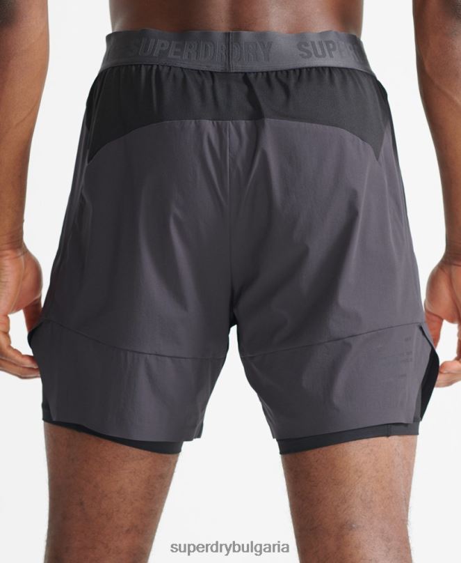Superdry облекло N00H356 тъмно сив мъже къси панталони с първокласен слой