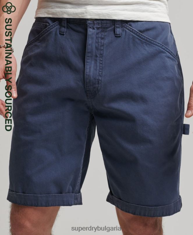 Superdry облекло N00H358 военноморски флот мъже винтидж дърводелски шорти от органичен памук