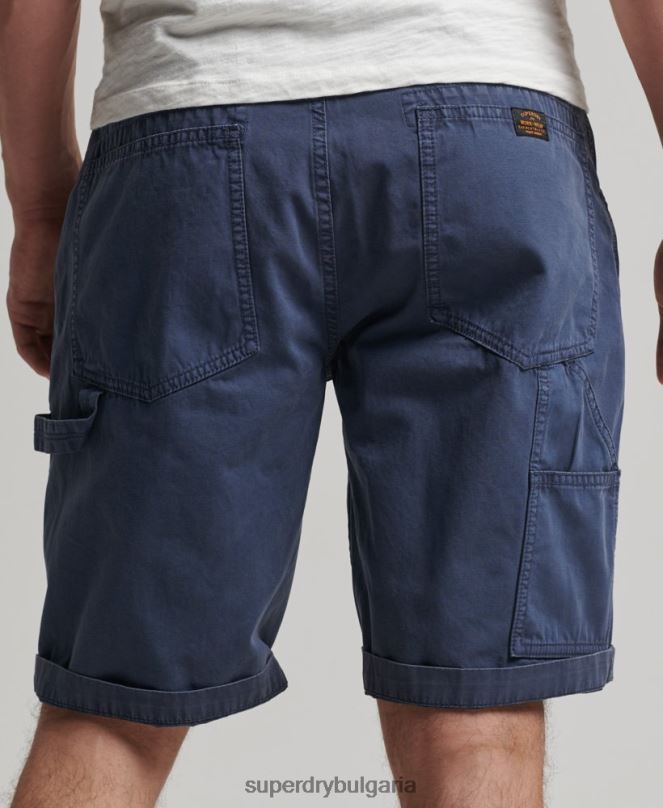 Superdry облекло N00H358 военноморски флот мъже винтидж дърводелски шорти от органичен памук