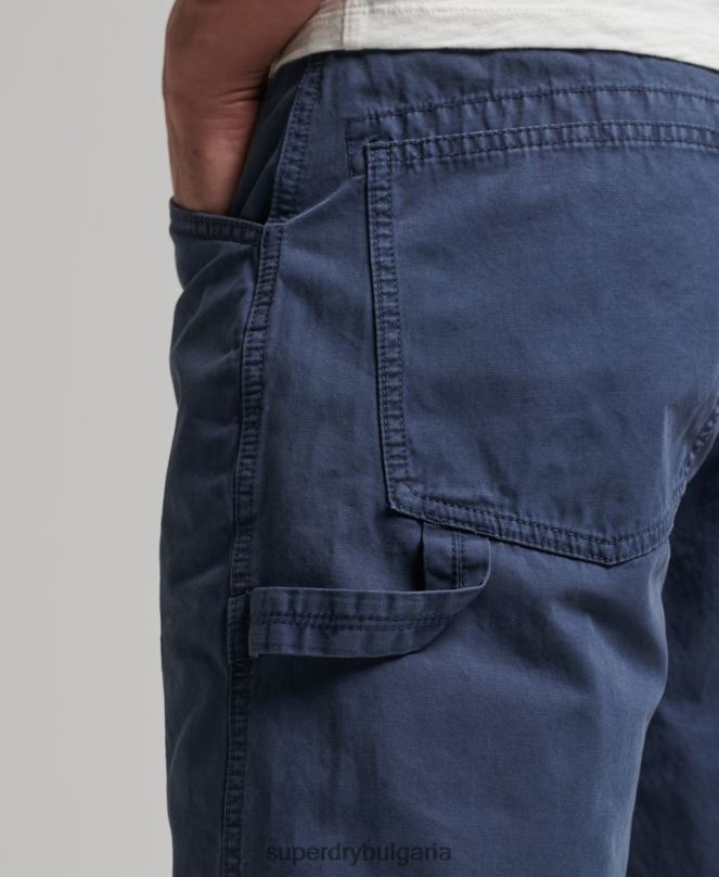 Superdry облекло N00H358 военноморски флот мъже винтидж дърводелски шорти от органичен памук