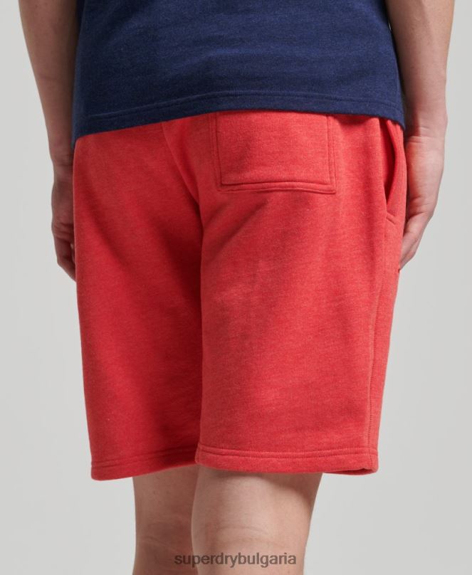 Superdry облекло N00H361 червен мъже къси панталони от трико с ретро лого от органичен памук