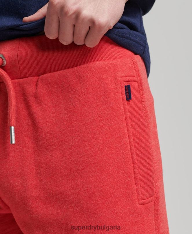 Superdry облекло N00H361 червен мъже къси панталони от трико с ретро лого от органичен памук
