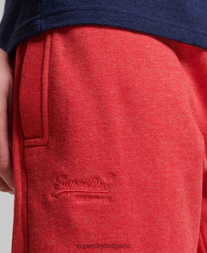 Superdry облекло N00H361 червен мъже къси панталони от трико с ретро лого от органичен памук