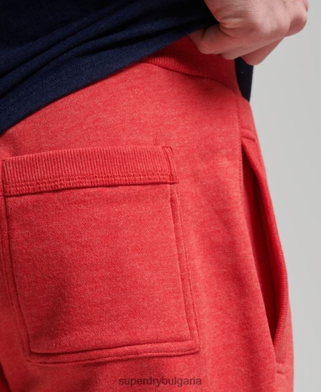 Superdry облекло N00H361 червен мъже къси панталони от трико с ретро лого от органичен памук